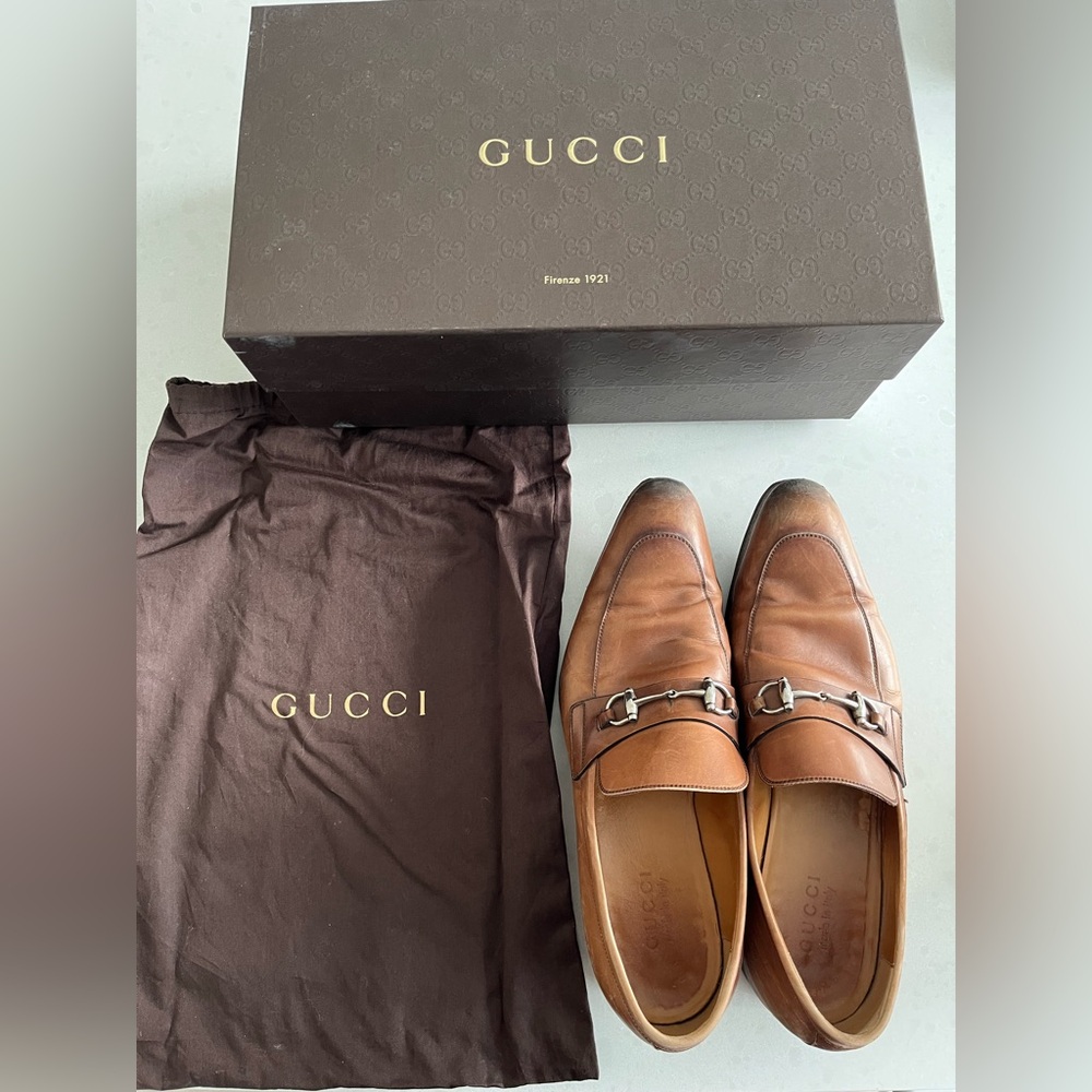 Gucci Horsebit Leather Loafers in Brown